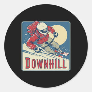 Nice Downhill Winter Sport Costume For Boys And Gi Classic Round Sticker