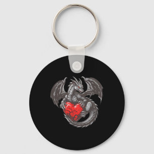 Nice Dragon With Big Red Heart Outfit  Key Ring