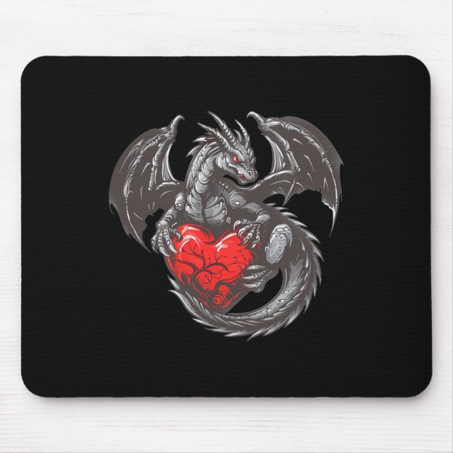 Nice Dragon With Big Red Heart Outfit  Mouse Pad (Front)