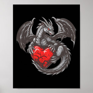 Nice Dragon With Big Red Heart Outfit  Poster