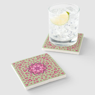 NICE FLOWER HEARTS LOVE VALENTINE, BIRTHDAY, GIFT  STONE COASTER