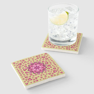 NICE FLOWER HEARTS LOVE VALENTINE, BIRTHDAY, GIFT STONE COASTER