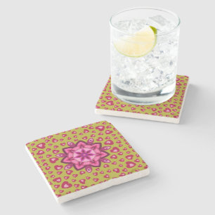 NICE FLOWER HEARTS LOVE VALENTINE, BIRTHDAY, GIFT STONE COASTER