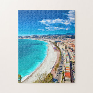 Nice, France Coastline Watercolor Jigsaw Puzzle