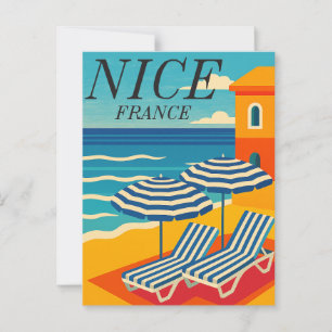 Nice France Côte d'Azur Beach Vintage Travel Postcard