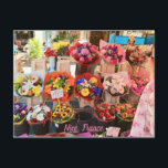 Nice, France - Flower Market - Marche aux Fleurs Postcard<br><div class="desc">Memories of the lovely flower market in Nice, France. The Marche aux Fleurs Cours Saleya, has been a must-visit vendor showcase for gorgeous flowers and floral arrangements as well as delicious artisan foods for over 100 years. It is a favourite spot for locals and tourists in the beautiful Cote D'Azur....</div>
