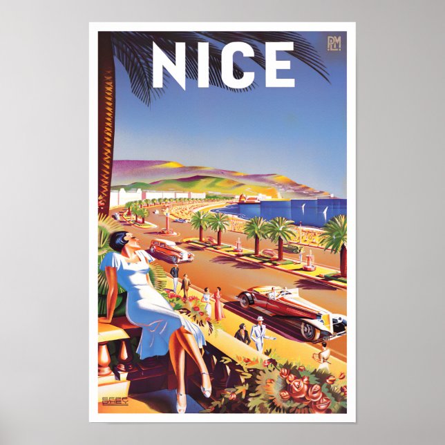 Nice France vintage travel Poster (Front)