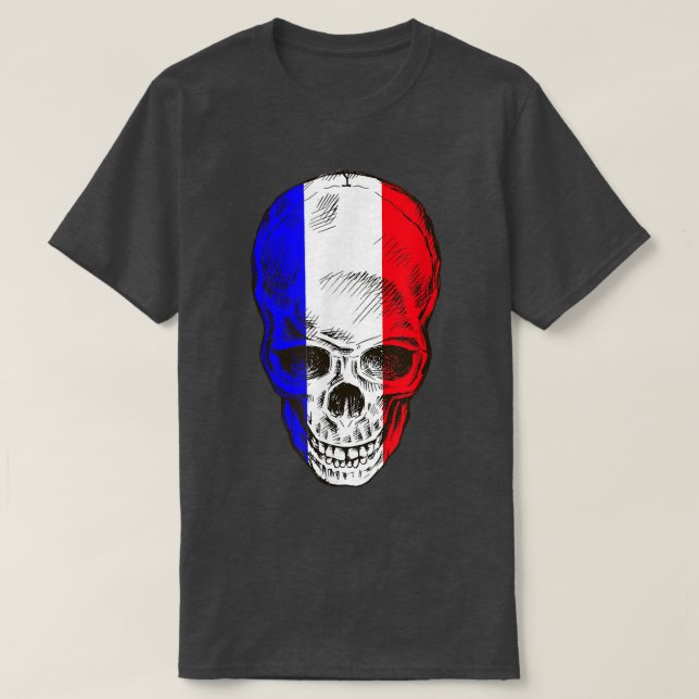 Nice French Flag with Skull T-Shirt (Design Front)