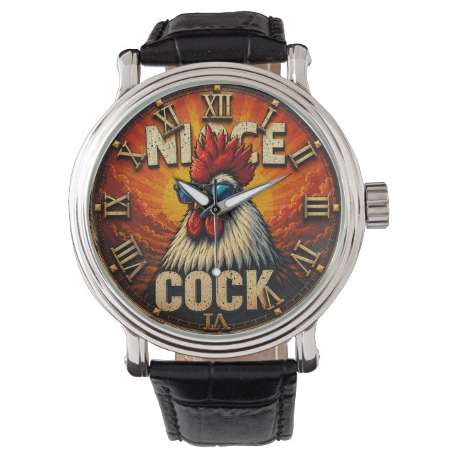 Nice Funny Rooster  Rustic Farmhouse Chicken  Watch (Front)