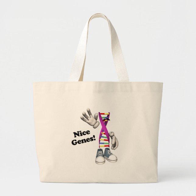 Nice Genes Funny DNA Large Tote Bag (Front)