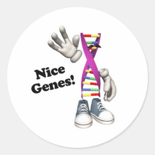 Nice Genes Funny DNA Strip Character Classic Round Sticker