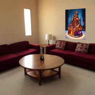 Nice Gingerbread village   AI Art Poster