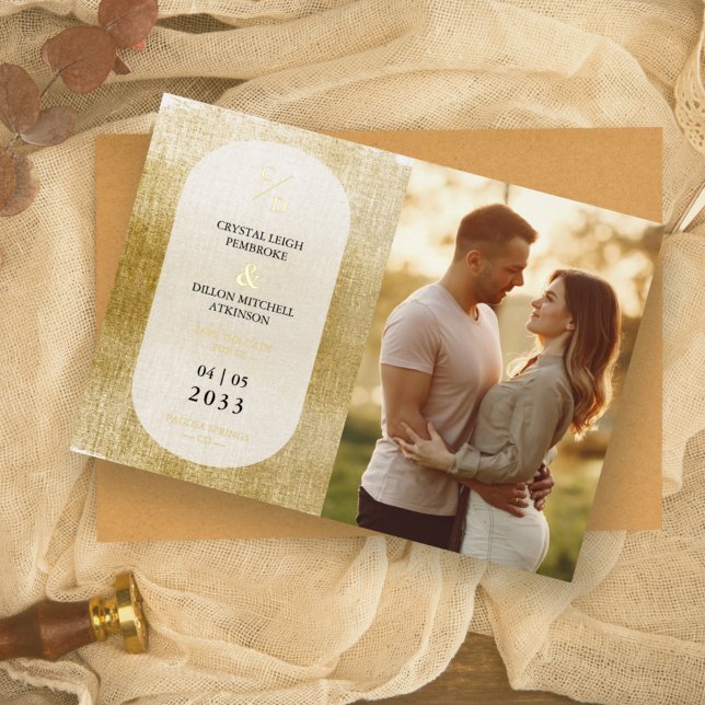 Nice Golden Textured Effect Wedding Initials Photo (Creator Uploaded)