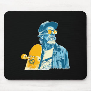 Nice Grandpa Skateboard Colours Graphic Mouse Pad