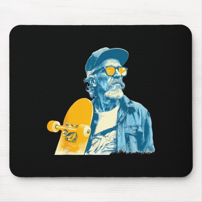 Nice Grandpa Skateboard Colours Graphic Mouse Pad (Front)
