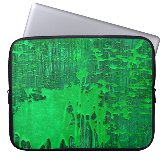 Nice green old surface with paint drips texture -  laptop sleeve (Front)