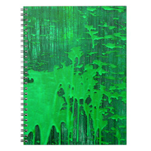 Nice green old surface with paint drips texture -  notebook
