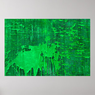Nice green old surface with paint drips texture -  poster