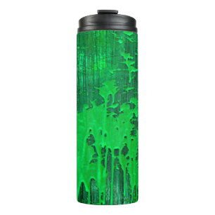 Nice green old surface with paint drips texture - thermal tumbler