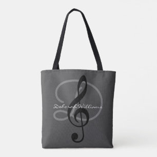 nice grey tote bag with her name & treble clef