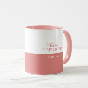 nice half pink & white mug personalised with name
