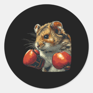 Nice Hamster Boxer Costume With Boxing Gloves For Classic Round Sticker