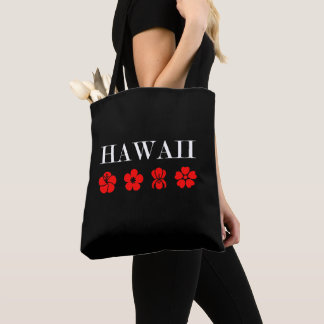 Nice Hawaii Red Flower Icons Dark Colour Tote Bag