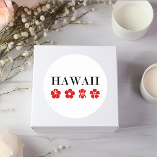 Nice Hawaii Red Flower Icons Light-Colour Classic Round Sticker