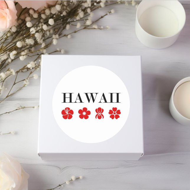 Nice Hawaii Red Flower Icons Light-Colour Classic Round Sticker (Creator Uploaded)