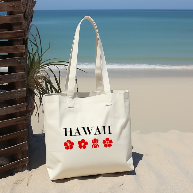 Nice Hawaii Red Flower Icons Light-Colour Tote Bag (Creator Uploaded)