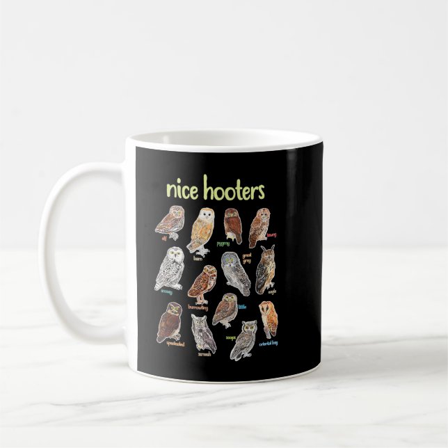 Nice Hooters Owl Bird Pun Funny Adult Joke Birdwat Coffee Mug (Left)