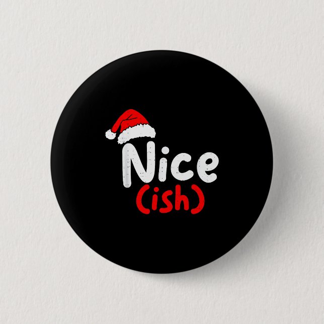 Nice (ish) Naughty Angel Funny Christmas List Fami 6 Cm Round Badge (Front)