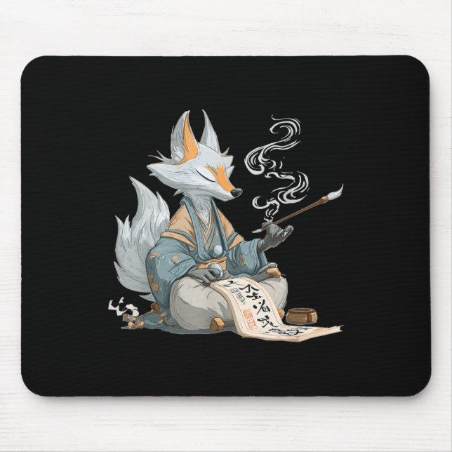 Nice Japanese Look With Kitsune  Mouse Pad (Front)
