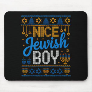 Nice Jewish Boy Hanukkah Menorah Dreidel Ugly Swea Mouse Pad