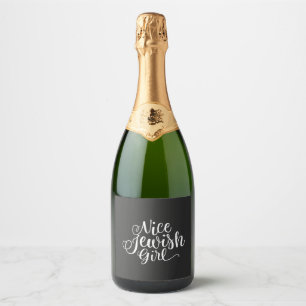 Nice Jewish Girl Hanukkah Jew Funny Sparkling Wine Label