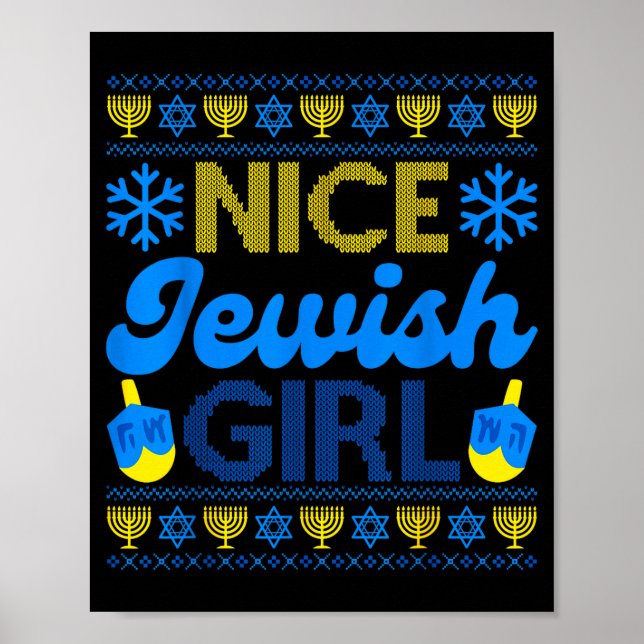Nice Jewish Girl Ugly Happy Hanukkah Sweater Chanu Poster (Front)