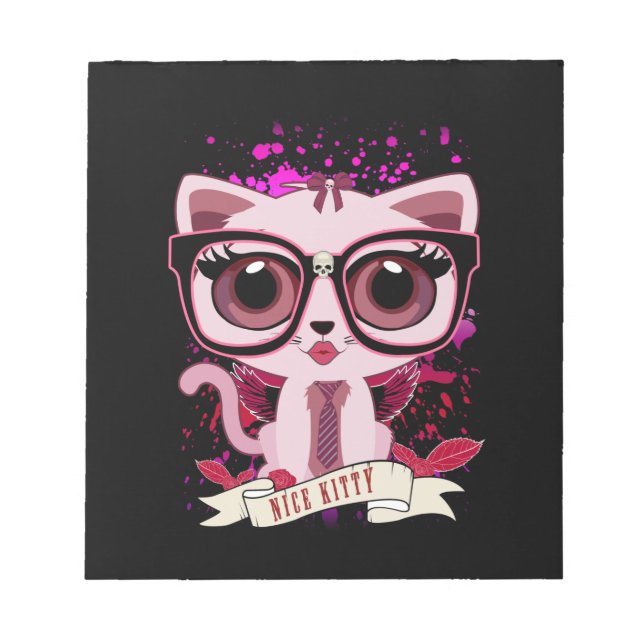 Nice Kitty - Black & PInk Notepad (Front)
