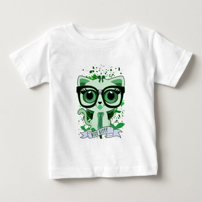 Nice Kitty - Green Baby T-Shirt (Front)