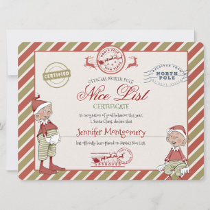 Nice List Certificate from Santa Claus Invitation