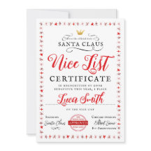 Nice List Christmas Certificate Card