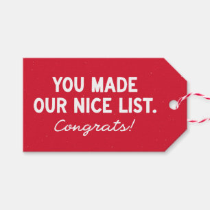 Nice list cute simple red Merry Christmas Gift Tags