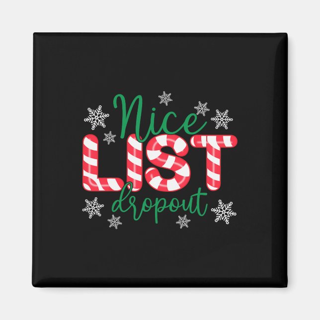 Nice List Dropout Christmas Pyjamas Matching Coupl Magnet (Front)