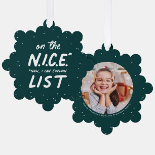 Nice list funny cute one photo green Christmas Tree Decoration Card