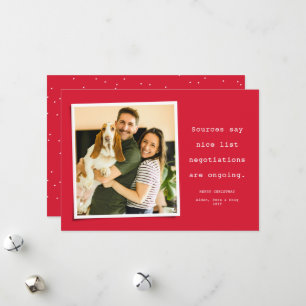 Nice list funny red Merry Christmas photo Holiday Card