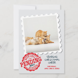 Nice List Pending Funny Cat Dog Photo Christmas Holiday Card