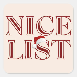 Nice list red christmas sticker