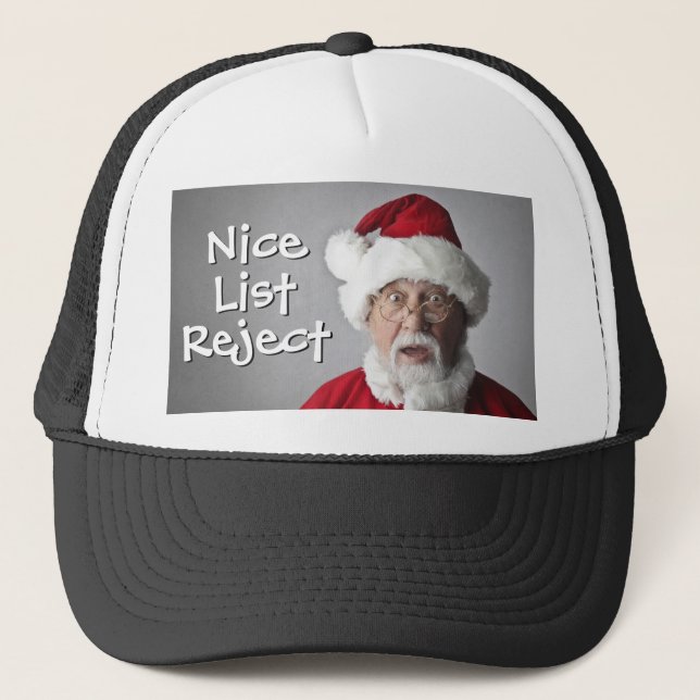 Nice List Reject Christmas Santa Trucker Hat (Front)