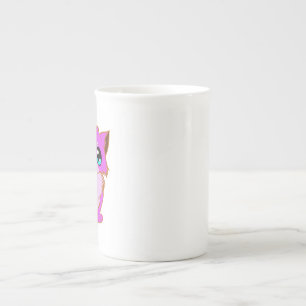 NICE LITTLE Fuchsia, PINK AND BROWN KITTEN Bone China Mug