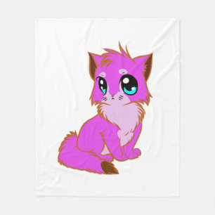 NICE LITTLE Fuchsia, PINK AND BROWN KITTEN Fleece Blanket