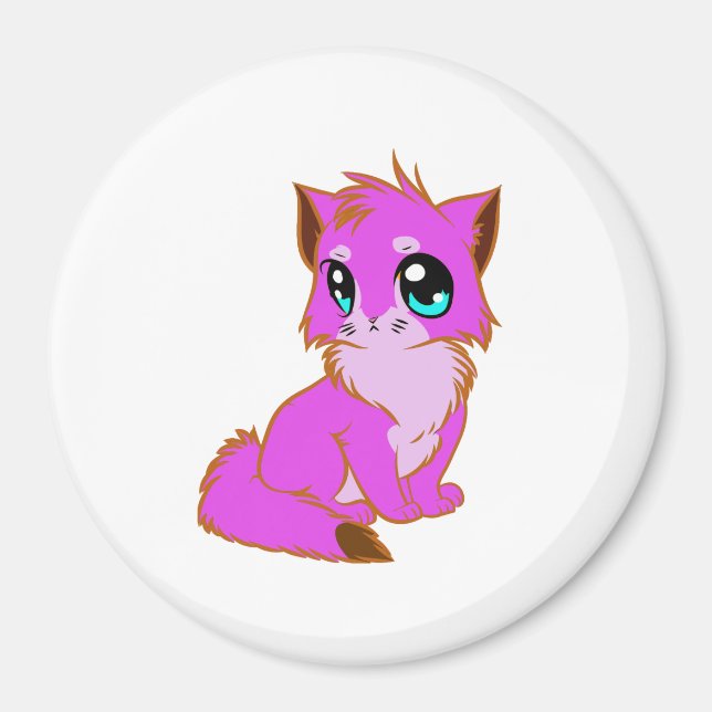 NICE LITTLE Fuchsia, PINK AND BROWN KITTEN Magnet (Front)
